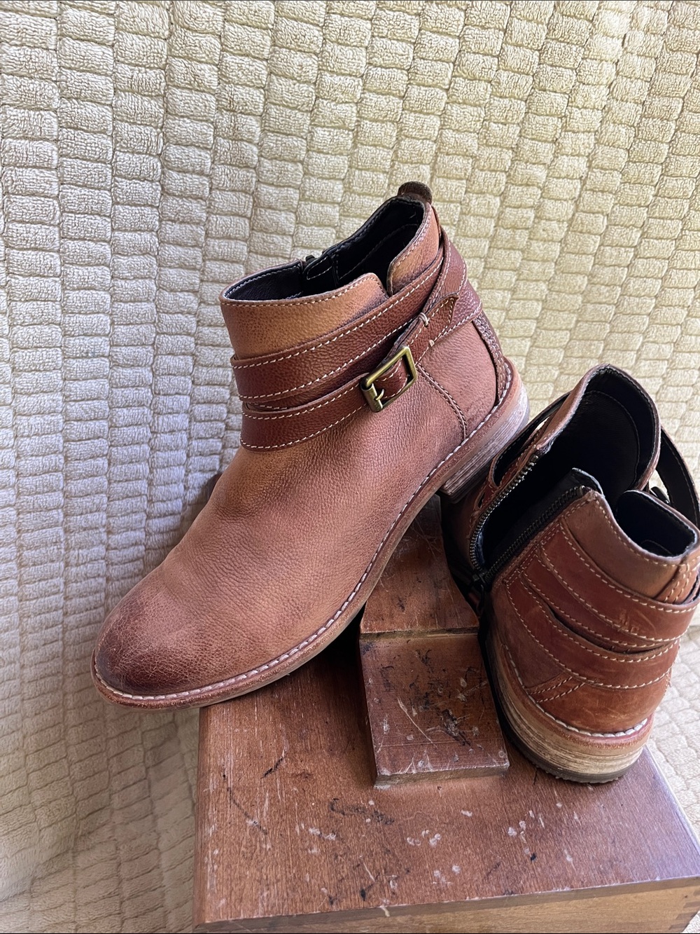 Woman’s Clark Brown Leather Ankle Boots with Buckle Detail